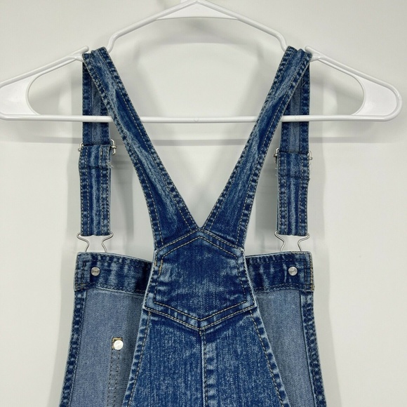 No Boundaries Denim Shortalls Cuffed Overalls Relax Fit - Picture 8 of 12